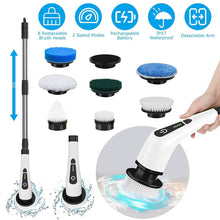 Load image into Gallery viewer, Rechargeable Electric Spin Scrubber 8 Brush Replaceable Heads 2 Speed
