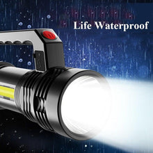 Load image into Gallery viewer, Rechargeable Handheld Flashlights Waterproof  3 Switch Mode Powerful High Lumens Spotlight Fashlight High Power Portable LED Waterproof Outdoor Long Lasting Spot Light Flashlight For Home &amp; Outdoor Use
