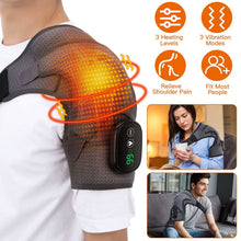 Load image into Gallery viewer, Rechargeable Heated Shoulder Wrap Massager Shoulder Brace Support with 3 Heating Levels
