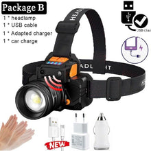 Load image into Gallery viewer, Rechargeable High Lumens Work Headlight Ultra Bright Headlamp LED Headlight Sensor Powerful  Head Lamp Waterproof Flashlight For Adults Running Hiking Camping Fishing
