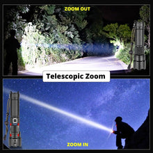 Load image into Gallery viewer, Rechargeable LED Flashlight High Lumen USB Ultra Bright Adjustable Powerful Zoomable Flashlight Water Resistant For  Daily Household and Outdoor Camping Hiking Riding Running

