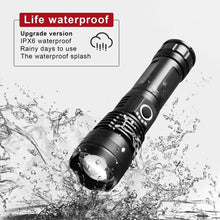Load image into Gallery viewer, Rechargeable LED Flashlights High Lumens Waterproof Zoomable Super Bright Tactical Flashlight Powerful  USB LED CREE Flashlight  Hand Lamp For Hiking Camping Household Outdoor Sport
