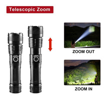 Load image into Gallery viewer, Rechargeable LED Flashlights High Lumens Waterproof Zoomable Super Bright Tactical Flashlight Powerful  USB LED CREE Flashlight  Hand Lamp For Hiking Camping Household Outdoor Sport

