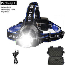 Load image into Gallery viewer, Rechargeable LED  Headlamps Ultra-bright High lumens Zoomable Waterproof LED Headlight Head Torch Flashlight Head Lamp For Fishing  Hands-Free Headlight
