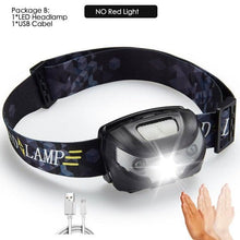 Load image into Gallery viewer, Rechargeable LED Powerfull Headlamp Flashlight USB Waterproof Headlamp Motion Body Sensor Headlight For Adults &amp; Kids Camping Flashlight Outdoors Camping Running Biking Fishing

