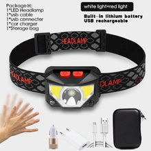 Load image into Gallery viewer, Rechargeable LED Powerfull Headlamp Flashlight USB Waterproof Headlamp Motion Body Sensor Headlight For Adults &amp; Kids Camping Flashlight Outdoors Camping Running Biking Fishing
