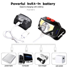 Load image into Gallery viewer, Rechargeable LED Powerfull Headlamp Flashlight USB Waterproof Headlamp Motion Body Sensor Headlight For Adults &amp; Kids Camping Flashlight Outdoors Camping Running Biking Fishing

