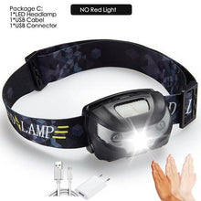 Load image into Gallery viewer, Rechargeable LED Powerfull Headlamp Flashlight USB Waterproof Headlamp Motion Body Sensor Headlight For Adults &amp; Kids Camping Flashlight Outdoors Camping Running Biking Fishing
