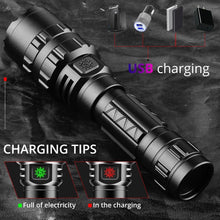 Load image into Gallery viewer, Rechargeable  LED Tactical Flashlights Waterproof Powerful High Lumen Super  Bright Power LED Aluminum Flashlight For Hiking Outdoor Camping Fishing Jogging Running HouseholdPowerful Light
