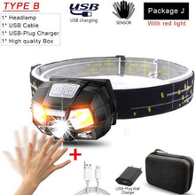 Load image into Gallery viewer, Rechargeable Powerful USB LED High Lumen Headlamp Ultra-Light Bright Headlight Waterproof Sensor Head Light  For Outdoors Camping Running Hiking Biking Fishing
