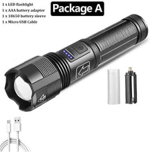 Load image into Gallery viewer, Rechargeable Tactical Flashlight USB LED High Quality Zoomable Torchlight High Lumen Super Bright Flashlight Waterproof Flashlight For Outdoor  Best Camping Hiking Riding Flashlight
