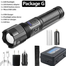 Load image into Gallery viewer, Rechargeable Tactical Flashlight USB LED High Quality Zoomable Torchlight High Lumen Super Bright Flashlight Waterproof Flashlight For Outdoor  Best Camping Hiking Riding Flashlight
