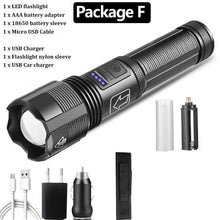 Load image into Gallery viewer, Rechargeable Tactical Flashlight USB LED High Quality Zoomable Torchlight High Lumen Super Bright Flashlight Waterproof Flashlight For Outdoor  Best Camping Hiking Riding Flashlight
