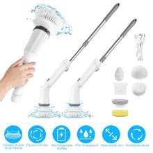 Load image into Gallery viewer, Rechargeable Telescopic Cleaning Brush 6 Replaceable Heads 2 Speed Adjustable Extension Arm
