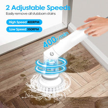 Load image into Gallery viewer, Rechargeable Telescopic Cleaning Brush 6 Replaceable Heads 2 Speed Adjustable Extension Arm
