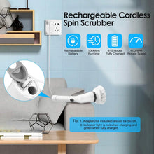 Load image into Gallery viewer, Rechargeable Telescopic Cleaning Brush 6 Replaceable Heads 2 Speed Adjustable Extension Arm
