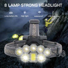 Load image into Gallery viewer, Rechargeable Ultra Bright Headlamp LED High Lumen   Headlamp USB Waterproof Flashlight Outdoor Camping 6 Modes Headlight For Outdoor Camping Cycling Running Fishing.
