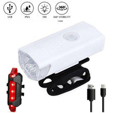 将图片加载到图库查看器，Rechargeable USB Bike Light Bicycle Front Rear Back Taillight Cycling Headlight Bicycle Lamp Flashlight Powerful Front And Back Lights Bicycle Accessories For Night Riding Cycling Safety Best Headlight With USB Tail
