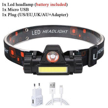 将图片加载到图库查看器，Rechargeable Waterproof Powerful LED Headlamp Portable Mini Built-in 18650 Battery Flashlight For  Portable Head Lamp Flashlight, Outdoor Lightweight Durable Headlight For Outdoor Running Camping Reading Fishing  Walking Jogging Headlight
