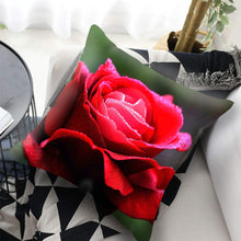 将图片加载到图库查看器，Red Flower Cushion Pillow Covers Love Pillow Covers Decorative Linen Square Couple Cushion Cases Home Decor Polyester Throw Pillow Case Super Soft Short Plush Cushion Cover Festive Home Decorative Cushions 45X45CM
