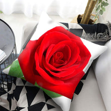 将图片加载到图库查看器，Red Flower Cushion Pillow Covers Love Pillow Covers Decorative Linen Square Couple Cushion Cases Home Decor Polyester Throw Pillow Case Super Soft Short Plush Cushion Cover Festive Home Decorative Cushions 45X45CM
