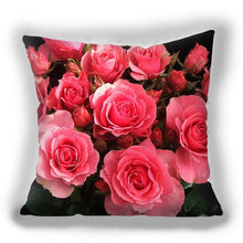 将图片加载到图库查看器，Red Flower Cushion Pillow Covers Love Pillow Covers Decorative Linen Square Couple Cushion Cases Home Decor Polyester Throw Pillow Case Super Soft Short Plush Cushion Cover Festive Home Decorative Cushions 45X45CM
