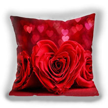 将图片加载到图库查看器，Red Flower Cushion Pillow Covers Love Pillow Covers Decorative Linen Square Couple Cushion Cases Home Decor Polyester Throw Pillow Case Super Soft Short Plush Cushion Cover Festive Home Decorative Cushions 45X45CM
