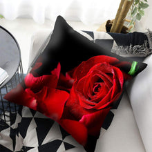 将图片加载到图库查看器，Red Flower Cushion Pillow Covers Love Pillow Covers Decorative Linen Square Couple Cushion Cases Home Decor Polyester Throw Pillow Case Super Soft Short Plush Cushion Cover Festive Home Decorative Cushions 45X45CM
