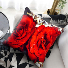 将图片加载到图库查看器，Red Flower Cushion Pillow Covers Love Pillow Covers Decorative Linen Square Couple Cushion Cases Home Decor Polyester Throw Pillow Case Super Soft Short Plush Cushion Cover Festive Home Decorative Cushions 45X45CM
