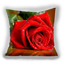 将图片加载到图库查看器，Red Flower Cushion Pillow Covers Love Pillow Covers Decorative Linen Square Couple Cushion Cases Home Decor Polyester Throw Pillow Case Super Soft Short Plush Cushion Cover Festive Home Decorative Cushions 45X45CM
