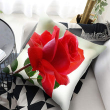 将图片加载到图库查看器，Red Flower Cushion Pillow Covers Love Pillow Covers Decorative Linen Square Couple Cushion Cases Home Decor Polyester Throw Pillow Case Super Soft Short Plush Cushion Cover Festive Home Decorative Cushions 45X45CM
