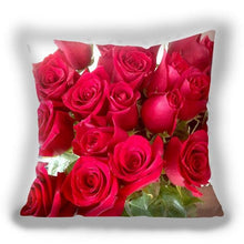 将图片加载到图库查看器，Red Flower Cushion Pillow Covers Love Pillow Covers Decorative Linen Square Couple Cushion Cases Home Decor Polyester Throw Pillow Case Super Soft Short Plush Cushion Cover Festive Home Decorative Cushions 45X45CM
