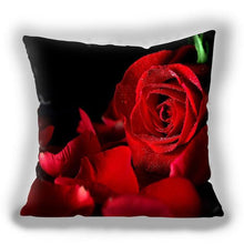 将图片加载到图库查看器，Red Flower Cushion Pillow Covers Love Pillow Covers Decorative Linen Square Couple Cushion Cases Home Decor Polyester Throw Pillow Case Super Soft Short Plush Cushion Cover Festive Home Decorative Cushions 45X45CM
