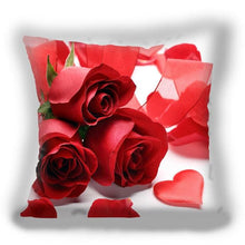 将图片加载到图库查看器，Red Flower Cushion Pillow Covers Love Pillow Covers Decorative Linen Square Couple Cushion Cases Home Decor Polyester Throw Pillow Case Super Soft Short Plush Cushion Cover Festive Home Decorative Cushions 45X45CM
