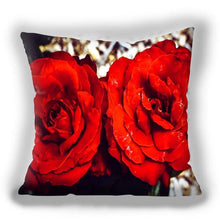 将图片加载到图库查看器，Red Flower Cushion Pillow Covers Love Pillow Covers Decorative Linen Square Couple Cushion Cases Home Decor Polyester Throw Pillow Case Super Soft Short Plush Cushion Cover Festive Home Decorative Cushions 45X45CM
