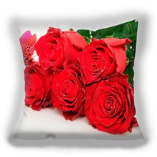 将图片加载到图库查看器，Red Flower Cushion Pillow Covers Love Pillow Covers Decorative Linen Square Couple Cushion Cases Home Decor Polyester Throw Pillow Case Super Soft Short Plush Cushion Cover Festive Home Decorative Cushions 45X45CM
