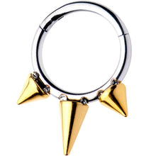将图片加载到图库查看器，16G 5/16 Gold Tone Spike Punk Hinged Segment Ring
