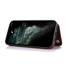 Load image into Gallery viewer, Retro PU Flip Leather Case For iPhone 14 13 12 11 Pro Max Multi Card Holder Case Cover Card Holder Leather Card Double Magnetic Closure Durable Iphone Cover
