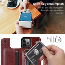 Load image into Gallery viewer, Retro PU Flip Leather Case For iPhone 14 13 12 11 Pro Max Multi Card Holder Case Cover Card Holder Leather Card Double Magnetic Closure Durable Iphone Cover
