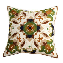 将图片加载到图库查看器，100% Cotton Embroidery Flower Pattern Pillow Cover Home Decoration Sofa Cushion Cover Housewarming Gift Pillow Case Decorative Embroidered Pillow Cover Handmade Cotton Cover For Throw Pillows Beautiful Modern Floral Patterns 45x45cm
