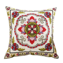 将图片加载到图库查看器，100% Cotton Embroidery Flower Pattern Pillow Cover Home Decoration Sofa Cushion Cover Housewarming Gift Pillow Case Decorative Embroidered Pillow Cover Handmade Cotton Cover For Throw Pillows Beautiful Modern Floral Patterns 45x45cm
