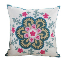 将图片加载到图库查看器，100% Cotton Embroidery Flower Pattern Pillow Cover Home Decoration Sofa Cushion Cover Housewarming Gift Pillow Case Decorative Embroidered Pillow Cover Handmade Cotton Cover For Throw Pillows Beautiful Modern Floral Patterns 45x45cm
