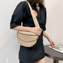 Load image into Gallery viewer, Retro Waist Bag PU Leather Fanny Pack Purse Leather with Gold Chain Strap Stylish Waist Pack Women Belt Bag Multifunctional Chest Bag
