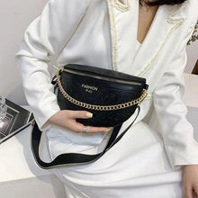 Load image into Gallery viewer, Retro Waist Bag PU Leather Fanny Pack Purse Leather with Gold Chain Strap Stylish Waist Pack Women Belt Bag Multifunctional Chest Bag
