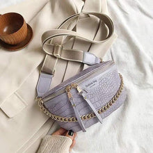 Load image into Gallery viewer, Retro Waist Bag PU Leather Fanny Pack Purse Leather with Gold Chain Strap Stylish Waist Pack Women Belt Bag Multifunctional Chest Bag
