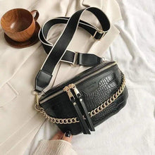Load image into Gallery viewer, Retro Waist Bag PU Leather Fanny Pack Purse Leather with Gold Chain Strap Stylish Waist Pack Women Belt Bag Multifunctional Chest Bag

