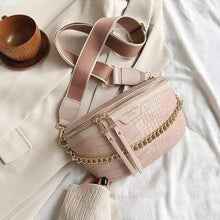 Load image into Gallery viewer, Retro Waist Bag PU Leather Fanny Pack Purse Leather with Gold Chain Strap Stylish Waist Pack Women Belt Bag Multifunctional Chest Bag
