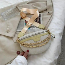 Load image into Gallery viewer, Retro Waist Bag PU Leather Fanny Pack Purse Leather with Gold Chain Strap Stylish Waist Pack Women Belt Bag Multifunctional Chest Bag
