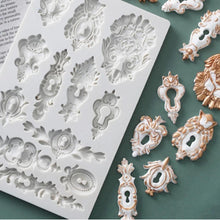 Load image into Gallery viewer, Reusable Silicone Mold Cake Baking Decoration Epoxy Resin Plaster Crafts Chocolate Mold European Style Pattern Silicone Mold Silicone Fondant Cake Mold Baroque Style Door Lock Mold For Sugarcraft
