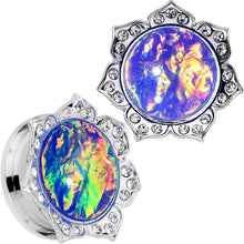 Load image into Gallery viewer, Purple Faux Opal Wild Flower Screw Fit Tunnel Plug Set 0G to 1"
